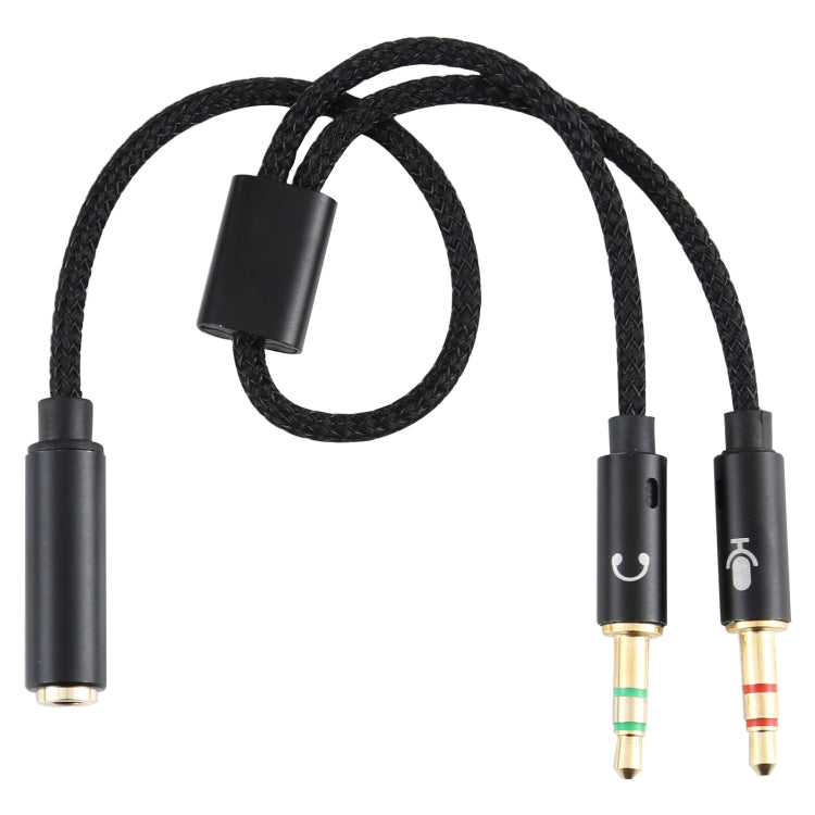 YH192 2 in 1 3.5mm Female to Microphone + Audio Male Braided Audio Cable, Length: 22cm