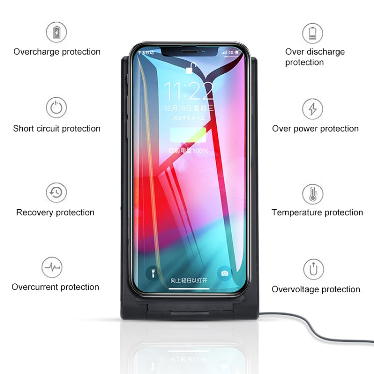 A10 10W QI Standard Intelligent Induction Creative Folding Wireless Charger Bracket(Black)