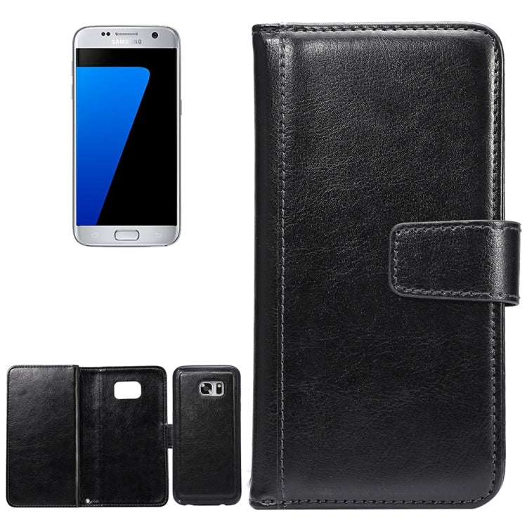 2 in 1 For Galaxy S7 / G930 Separable Crazy Horse Texture Horizontal Flip Leather Case + Back Cover with 7 Card Slots & Wallet & Lanyard