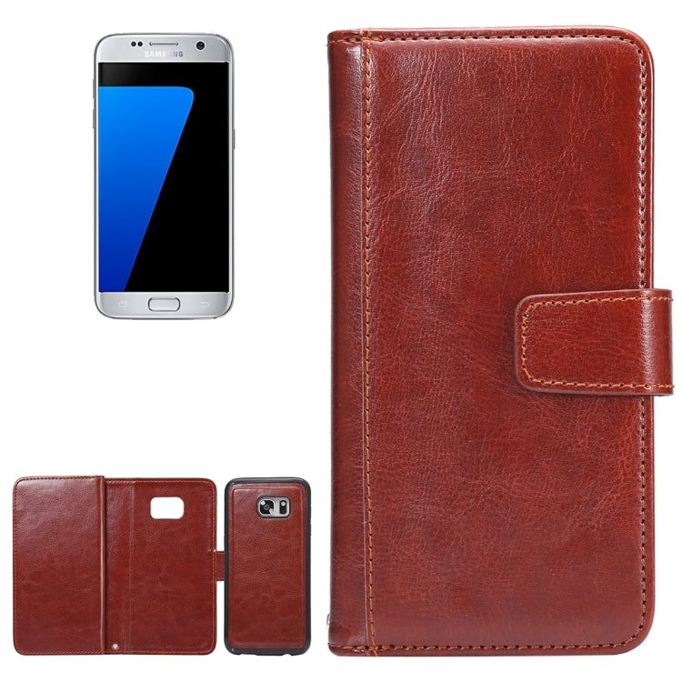 2 in 1 For Galaxy S7 / G930 Separable Crazy Horse Texture Horizontal Flip Leather Case + Back Cover with 7 Card Slots & Wallet & Lanyard