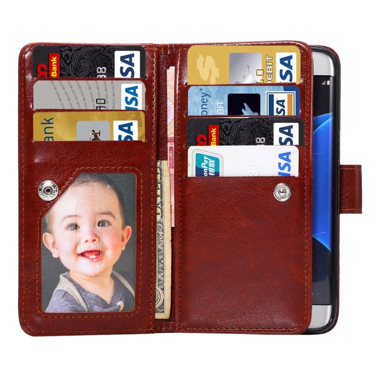 2 in 1 For Galaxy S7 / G930 Separable Crazy Horse Texture Horizontal Flip Leather Case + Back Cover with 7 Card Slots & Wallet & Lanyard