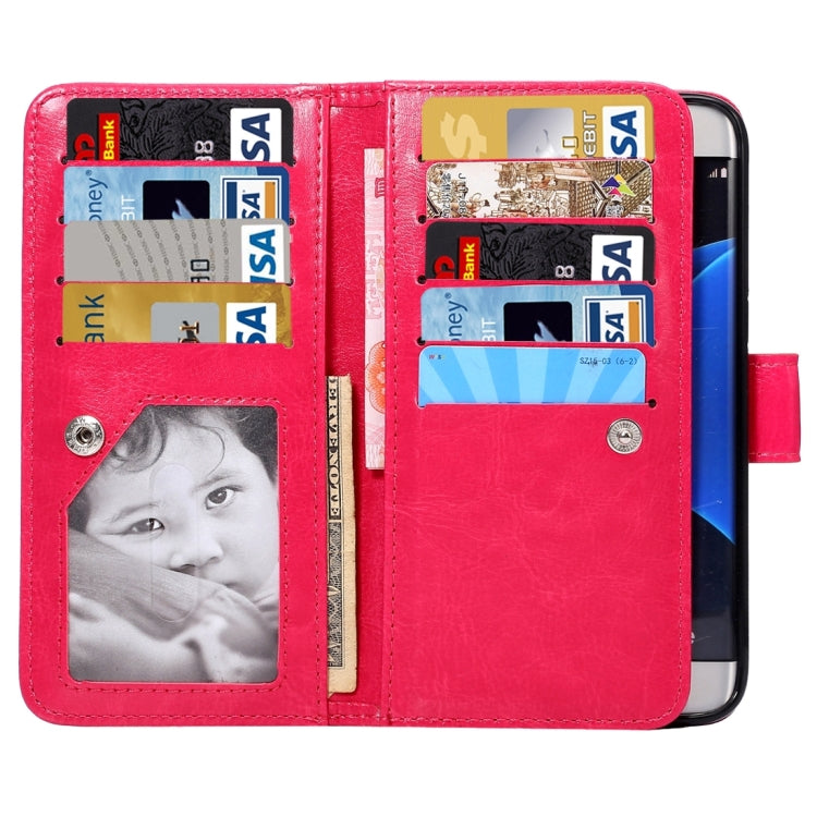 2 in 1 For Galaxy S7 Edge / G935 Separable Crazy Horse Texture Horizontal Flip Leather Case + Back Cover with 9 Card Slots & Wallet & Lanyard