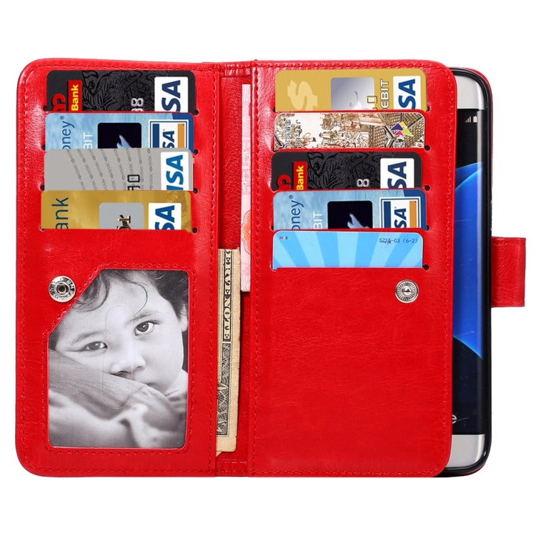 2 in 1 For Galaxy S7 Edge / G935 Separable Crazy Horse Texture Horizontal Flip Leather Case + Back Cover with 9 Card Slots & Wallet & Lanyard