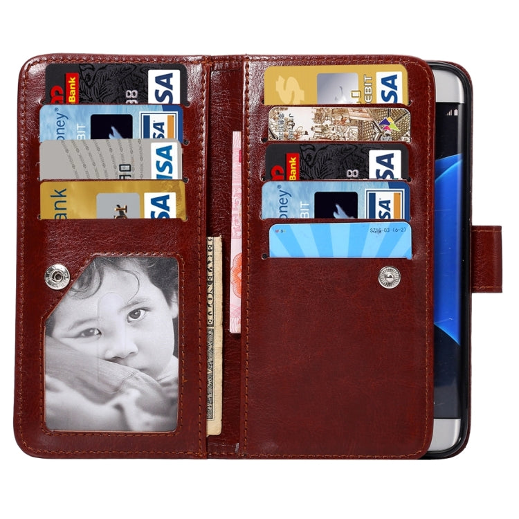 2 in 1 For Galaxy S7 Edge / G935 Separable Crazy Horse Texture Horizontal Flip Leather Case + Back Cover with 9 Card Slots & Wallet & Lanyard