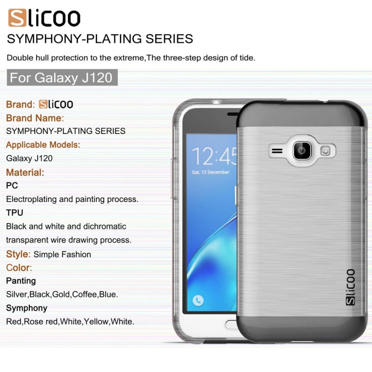 SLiCOO for Galaxy J1 (2016) / J120 Concise Fashion Separable Dichromatic Brushed Texture Transparent TPU + Electroplating PC Combination Case