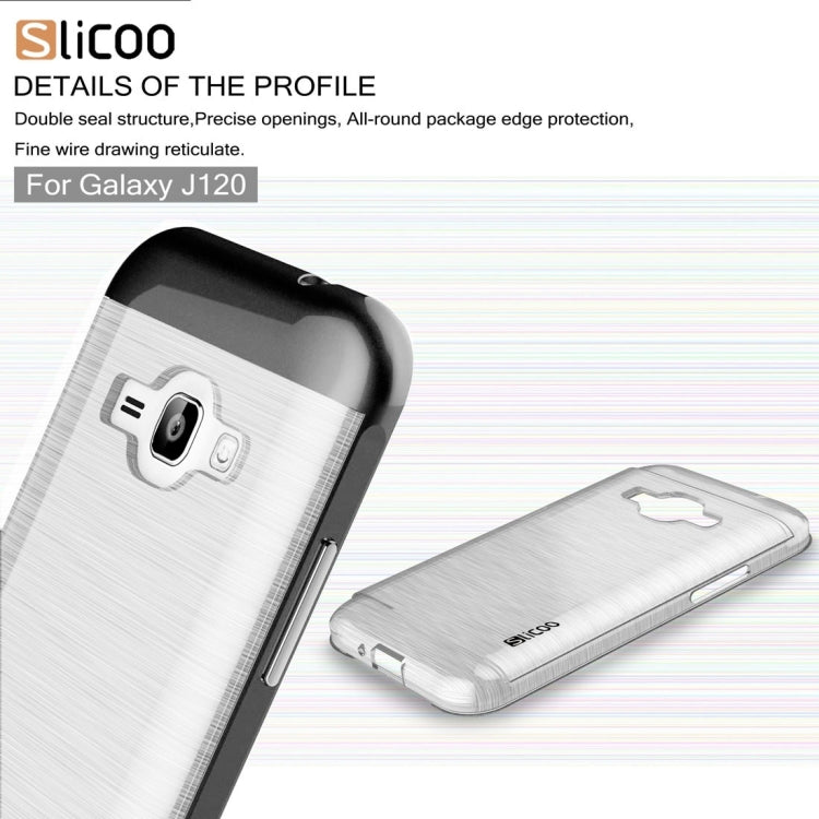 SLiCOO for Galaxy J1 (2016) / J120 Concise Fashion Separable Dichromatic Brushed Texture Transparent TPU + Electroplating PC Combination Case