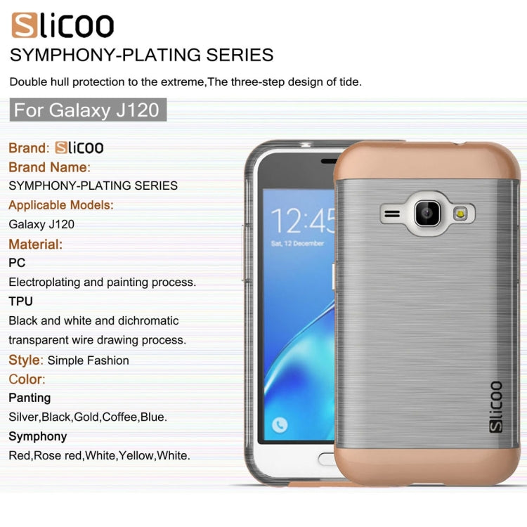SLiCOO for Galaxy J1 (2016) / J120 Concise Fashion Separable Dichromatic Brushed Texture Transparent TPU + Electroplating PC Combination Case