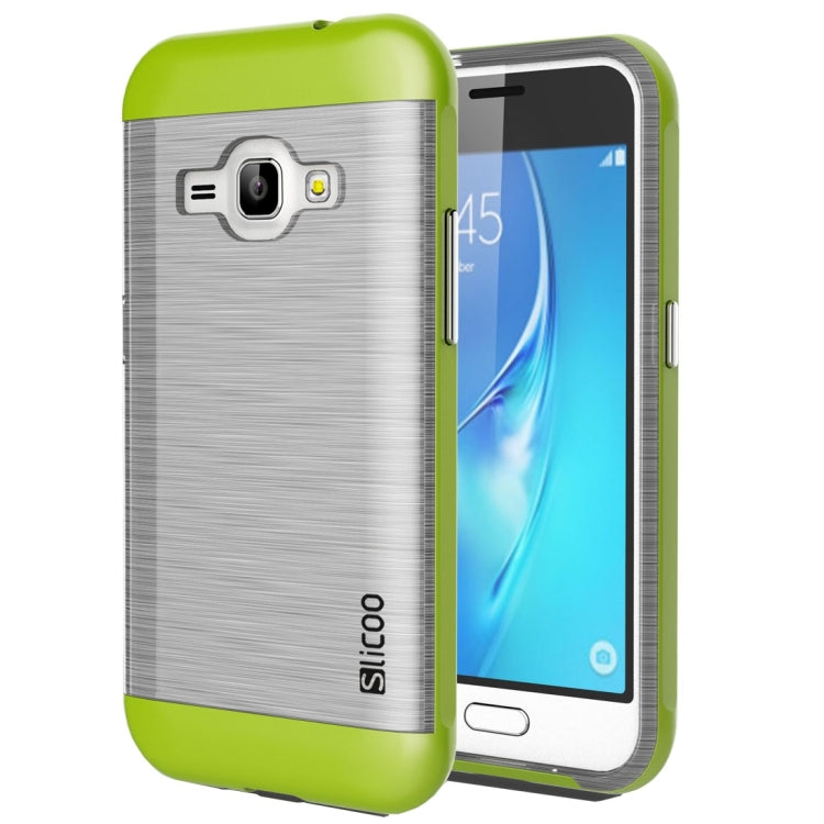 SLiCOO for Galaxy J1 (2016) / J120 Concise Fashion Separable Dichromatic Brushed Texture Transparent TPU + Electroplating PC Combination Case