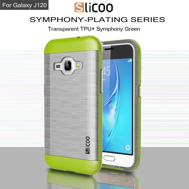 SLiCOO for Galaxy J1 (2016) / J120 Concise Fashion Separable Dichromatic Brushed Texture Transparent TPU + Electroplating PC Combination Case