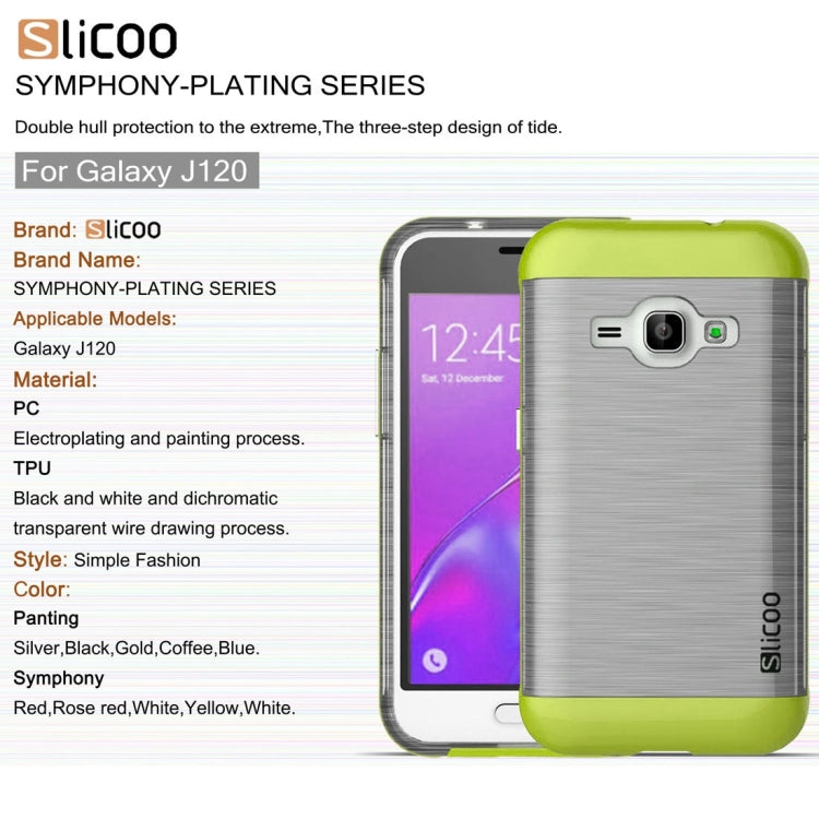 SLiCOO for Galaxy J1 (2016) / J120 Concise Fashion Separable Dichromatic Brushed Texture Transparent TPU + Electroplating PC Combination Case