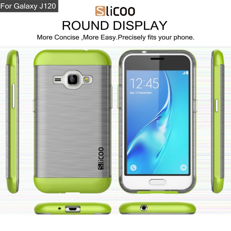 SLiCOO for Galaxy J1 (2016) / J120 Concise Fashion Separable Dichromatic Brushed Texture Transparent TPU + Electroplating PC Combination Case
