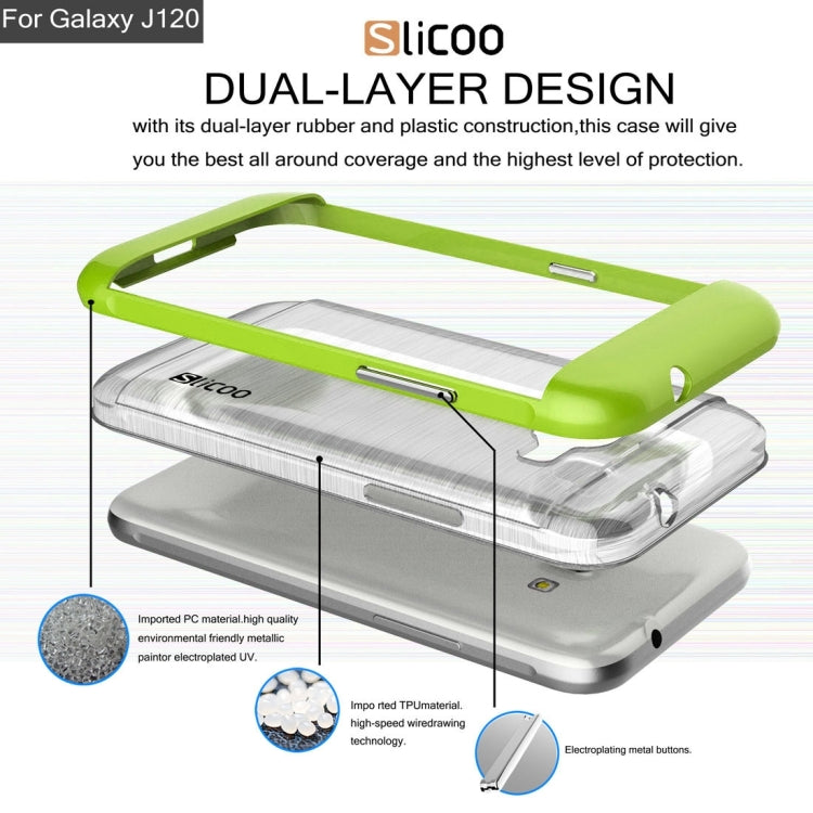 SLiCOO for Galaxy J1 (2016) / J120 Concise Fashion Separable Dichromatic Brushed Texture Transparent TPU + Electroplating PC Combination Case