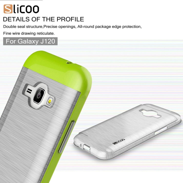SLiCOO for Galaxy J1 (2016) / J120 Concise Fashion Separable Dichromatic Brushed Texture Transparent TPU + Electroplating PC Combination Case