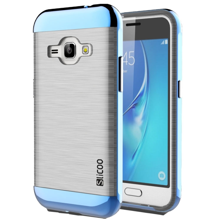 SLiCOO for Galaxy J1 (2016) / J120 Concise Fashion Separable Dichromatic Brushed Texture Transparent TPU + Electroplating PC Combination Case