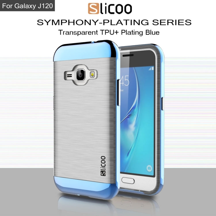 SLiCOO for Galaxy J1 (2016) / J120 Concise Fashion Separable Dichromatic Brushed Texture Transparent TPU + Electroplating PC Combination Case