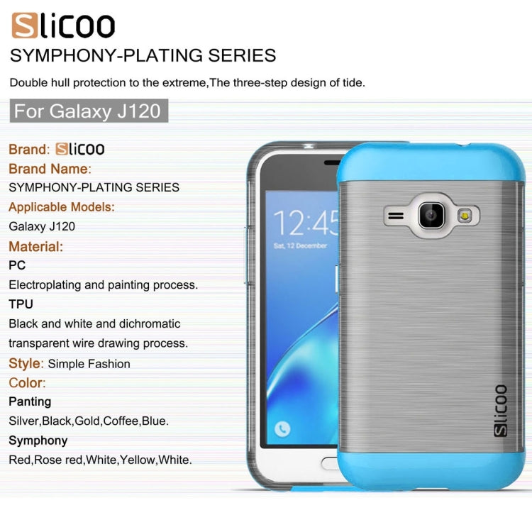 SLiCOO for Galaxy J1 (2016) / J120 Concise Fashion Separable Dichromatic Brushed Texture Transparent TPU + Electroplating PC Combination Case
