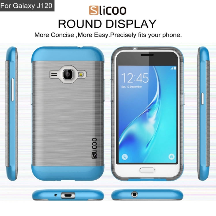 SLiCOO for Galaxy J1 (2016) / J120 Concise Fashion Separable Dichromatic Brushed Texture Transparent TPU + Electroplating PC Combination Case