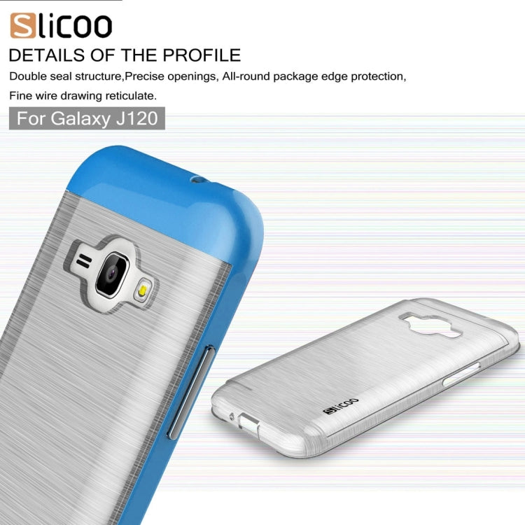 SLiCOO for Galaxy J1 (2016) / J120 Concise Fashion Separable Dichromatic Brushed Texture Transparent TPU + Electroplating PC Combination Case