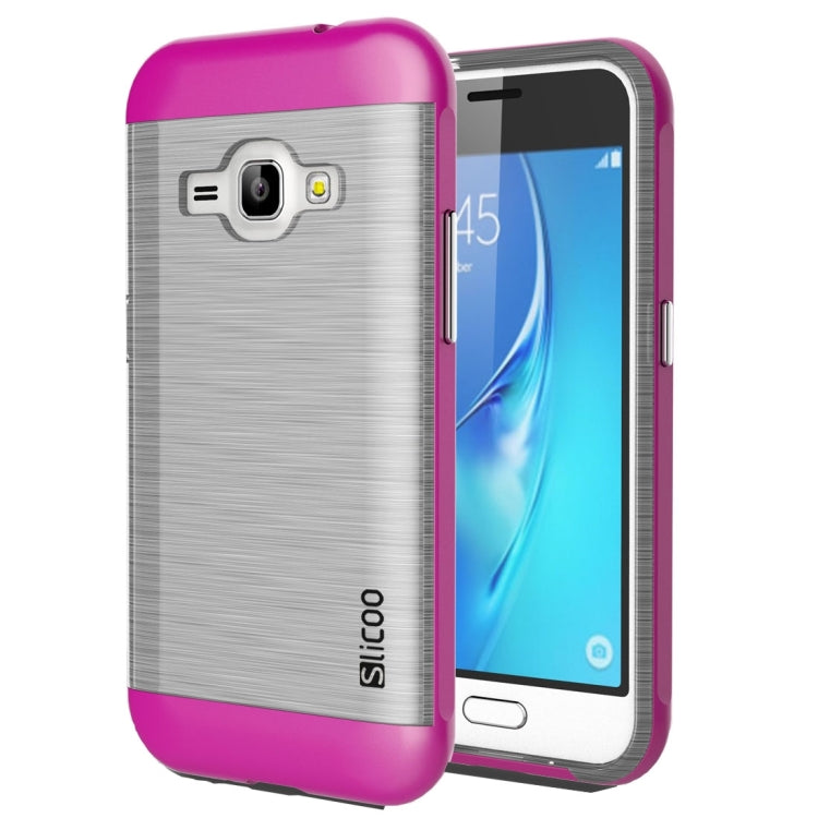 SLiCOO for Galaxy J1 (2016) / J120 Concise Fashion Separable Dichromatic Brushed Texture Transparent TPU + Electroplating PC Combination Case