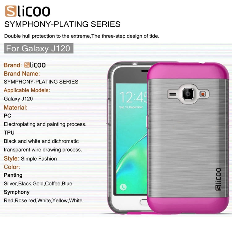 SLiCOO for Galaxy J1 (2016) / J120 Concise Fashion Separable Dichromatic Brushed Texture Transparent TPU + Electroplating PC Combination Case