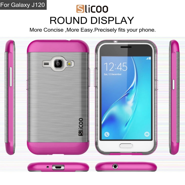 SLiCOO for Galaxy J1 (2016) / J120 Concise Fashion Separable Dichromatic Brushed Texture Transparent TPU + Electroplating PC Combination Case