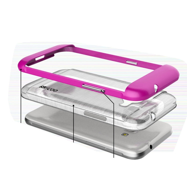 SLiCOO for Galaxy J1 (2016) / J120 Concise Fashion Separable Dichromatic Brushed Texture Transparent TPU + Electroplating PC Combination Case