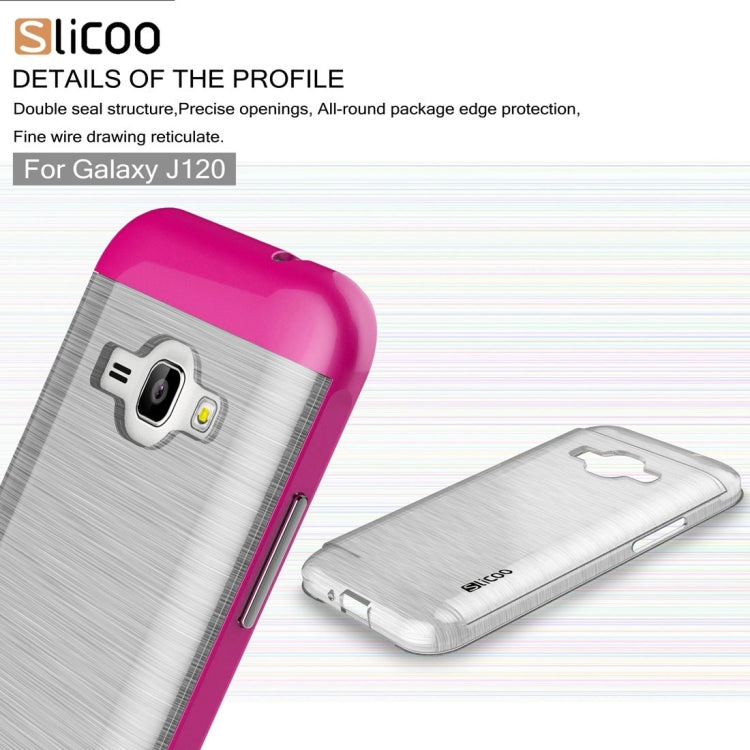 SLiCOO for Galaxy J1 (2016) / J120 Concise Fashion Separable Dichromatic Brushed Texture Transparent TPU + Electroplating PC Combination Case