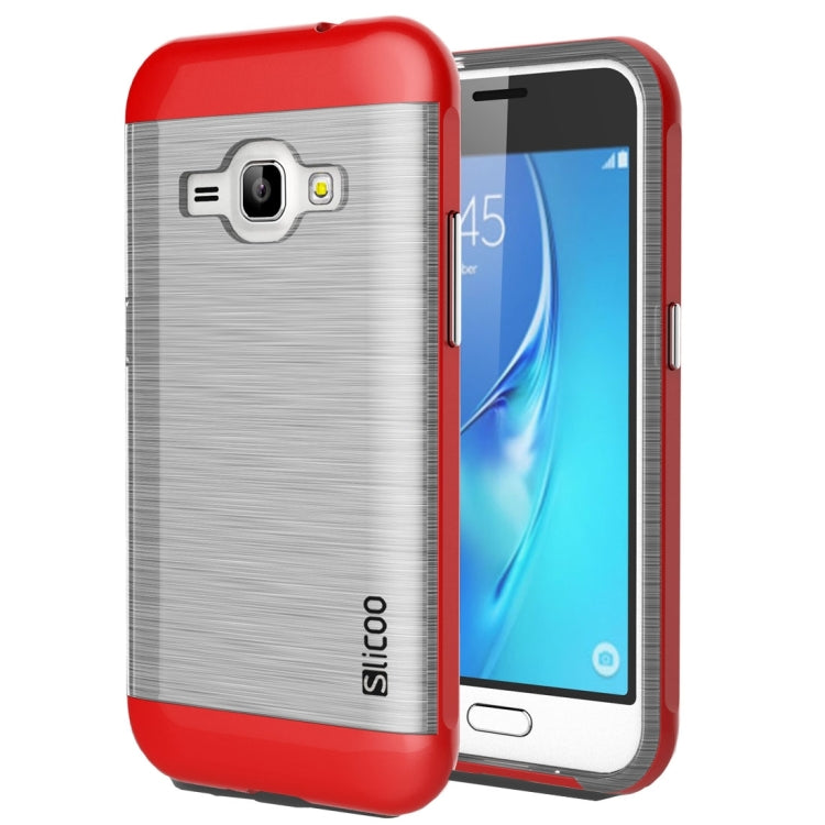 SLiCOO for Galaxy J1 (2016) / J120 Concise Fashion Separable Dichromatic Brushed Texture Transparent TPU + Electroplating PC Combination Case