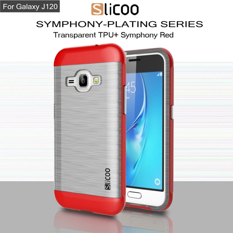 SLiCOO for Galaxy J1 (2016) / J120 Concise Fashion Separable Dichromatic Brushed Texture Transparent TPU + Electroplating PC Combination Case