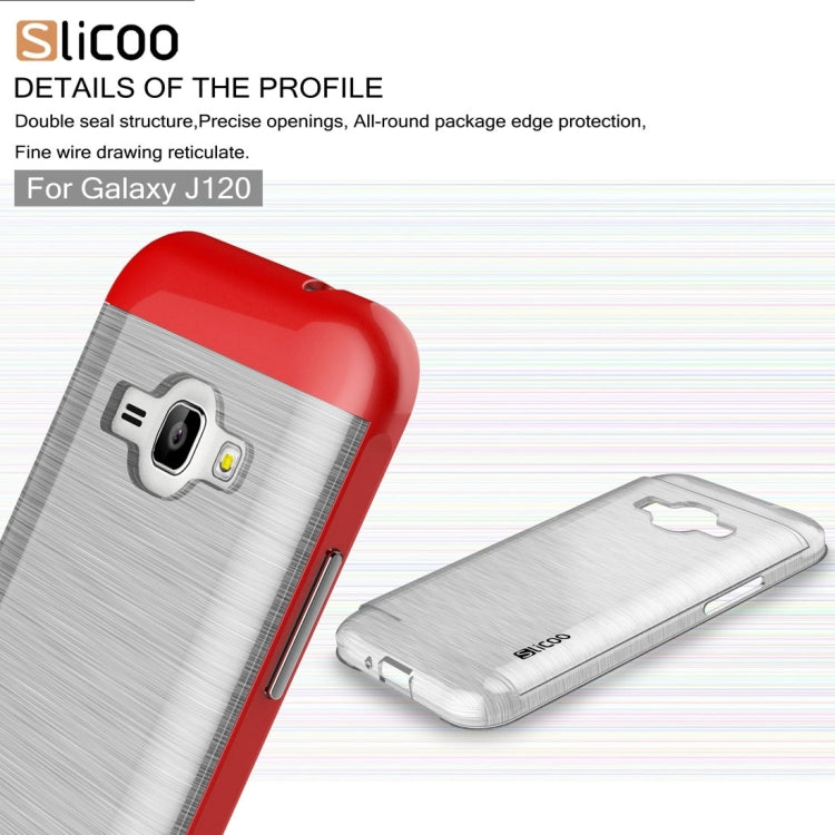 SLiCOO for Galaxy J1 (2016) / J120 Concise Fashion Separable Dichromatic Brushed Texture Transparent TPU + Electroplating PC Combination Case
