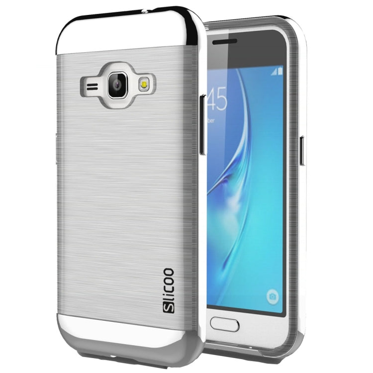 SLiCOO for Galaxy J1 (2016) / J120 Concise Fashion Separable Dichromatic Brushed Texture Transparent TPU + Electroplating PC Combination Case