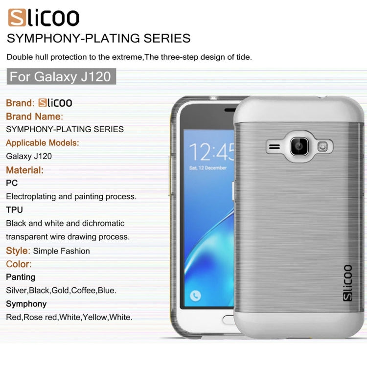 SLiCOO for Galaxy J1 (2016) / J120 Concise Fashion Separable Dichromatic Brushed Texture Transparent TPU + Electroplating PC Combination Case
