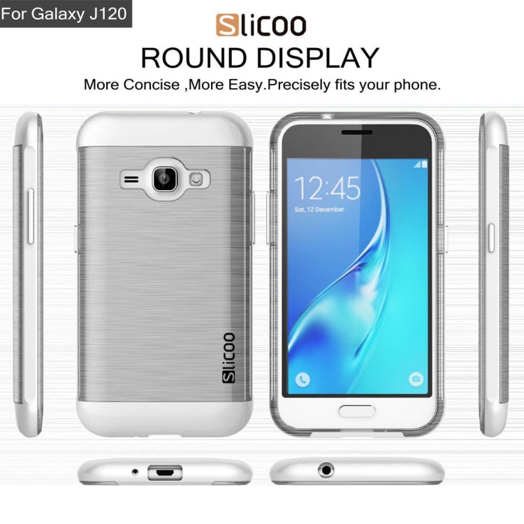 SLiCOO for Galaxy J1 (2016) / J120 Concise Fashion Separable Dichromatic Brushed Texture Transparent TPU + Electroplating PC Combination Case