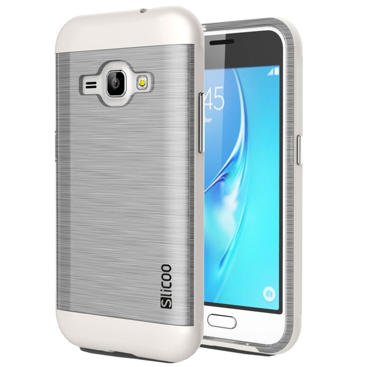 SLiCOO for Galaxy J1 (2016) / J120 Concise Fashion Separable Dichromatic Brushed Texture Transparent TPU + Electroplating PC Combination Case