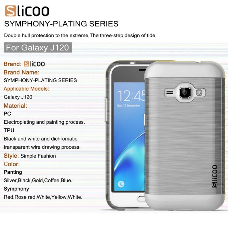 SLiCOO for Galaxy J1 (2016) / J120 Concise Fashion Separable Dichromatic Brushed Texture Transparent TPU + Electroplating PC Combination Case