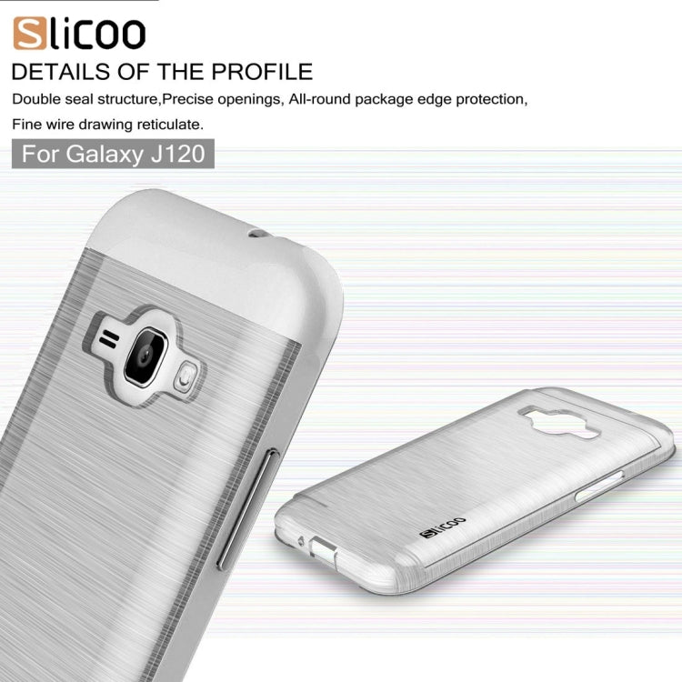 SLiCOO for Galaxy J1 (2016) / J120 Concise Fashion Separable Dichromatic Brushed Texture Transparent TPU + Electroplating PC Combination Case