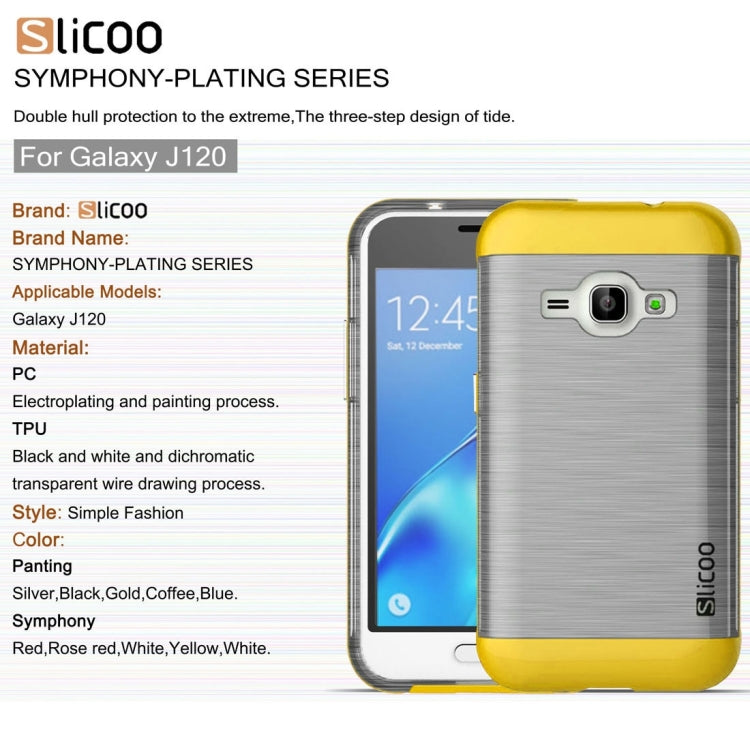 SLiCOO for Galaxy J1 (2016) / J120 Concise Fashion Separable Dichromatic Brushed Texture Transparent TPU + Electroplating PC Combination Case
