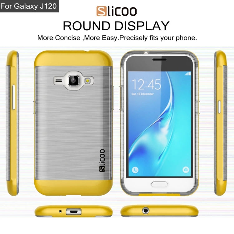 SLiCOO for Galaxy J1 (2016) / J120 Concise Fashion Separable Dichromatic Brushed Texture Transparent TPU + Electroplating PC Combination Case