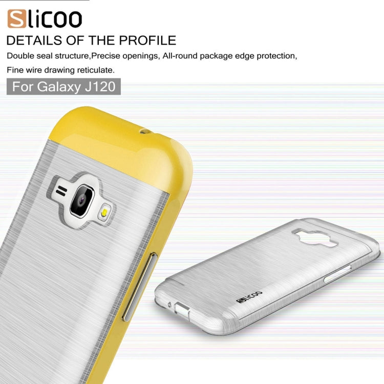 SLiCOO for Galaxy J1 (2016) / J120 Concise Fashion Separable Dichromatic Brushed Texture Transparent TPU + Electroplating PC Combination Case