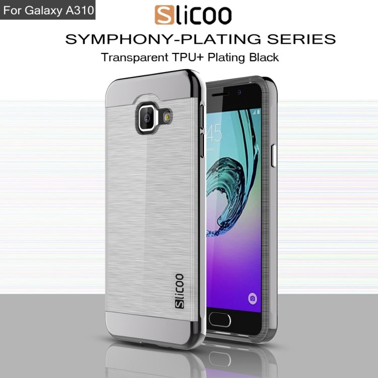 SLiCOO for Galaxy A3 (2016) / A310 Concise Fashion Separable Dichromatic Brushed Texture Transparent TPU + Electroplating PC Combination Case