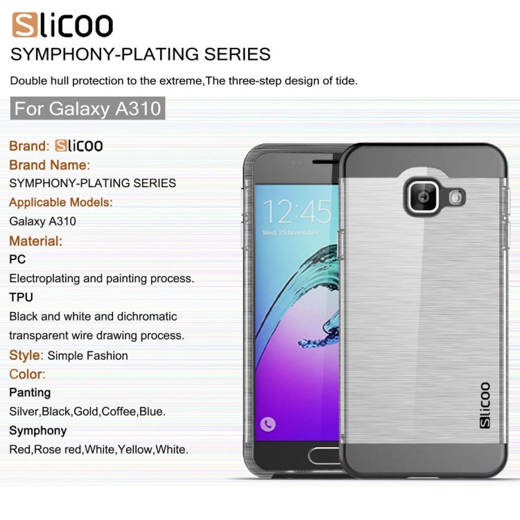SLiCOO for Galaxy A3 (2016) / A310 Concise Fashion Separable Dichromatic Brushed Texture Transparent TPU + Electroplating PC Combination Case