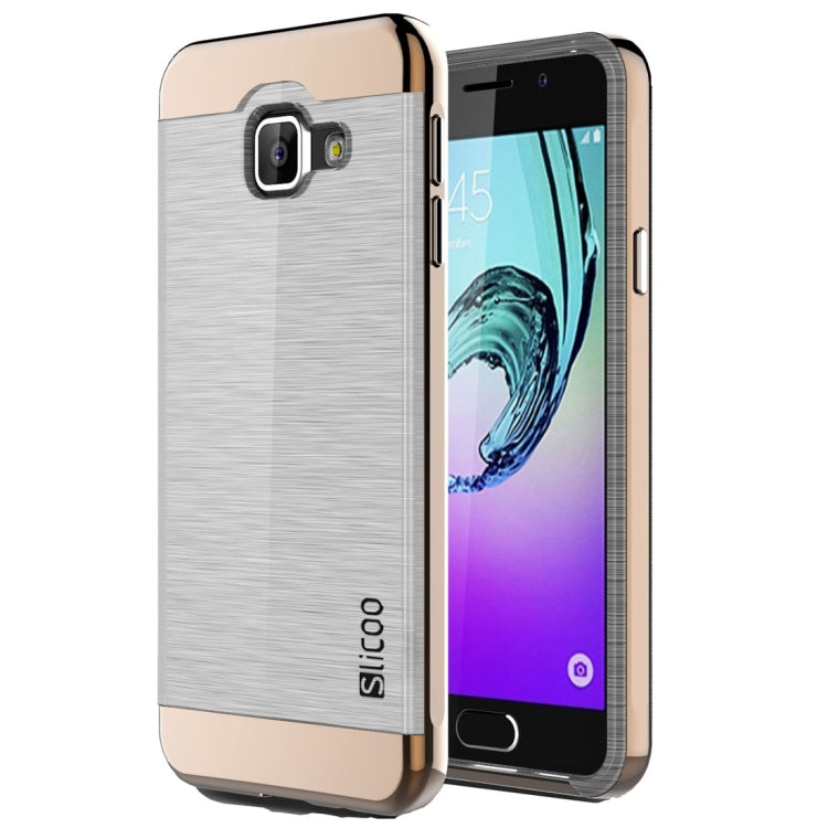 SLiCOO for Galaxy A3 (2016) / A310 Concise Fashion Separable Dichromatic Brushed Texture Transparent TPU + Electroplating PC Combination Case