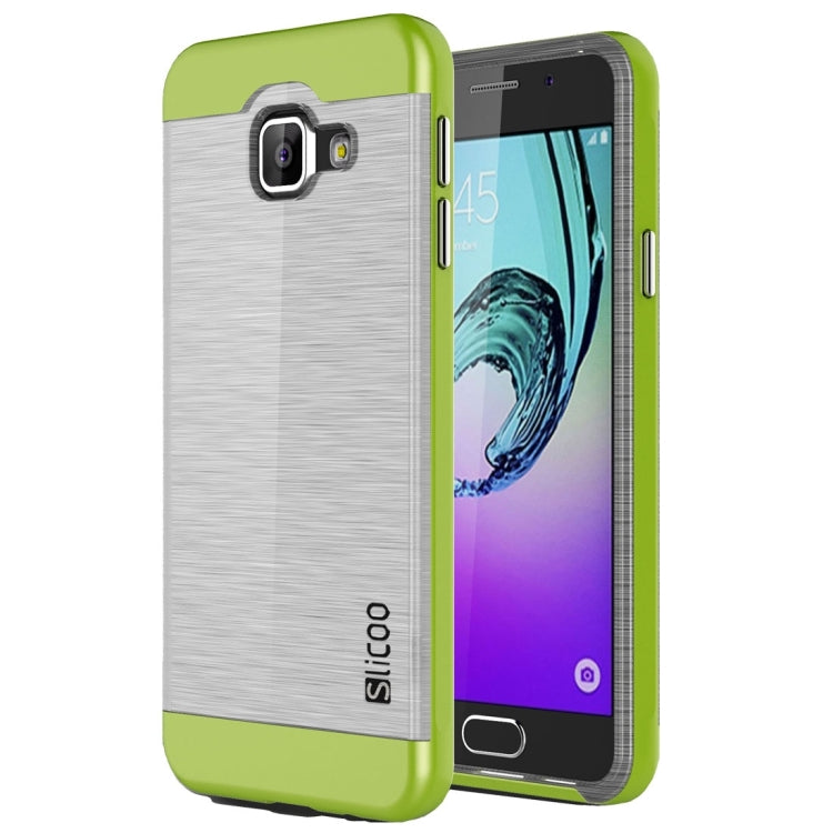 SLiCOO for Galaxy A3 (2016) / A310 Concise Fashion Separable Dichromatic Brushed Texture Transparent TPU + Electroplating PC Combination Case