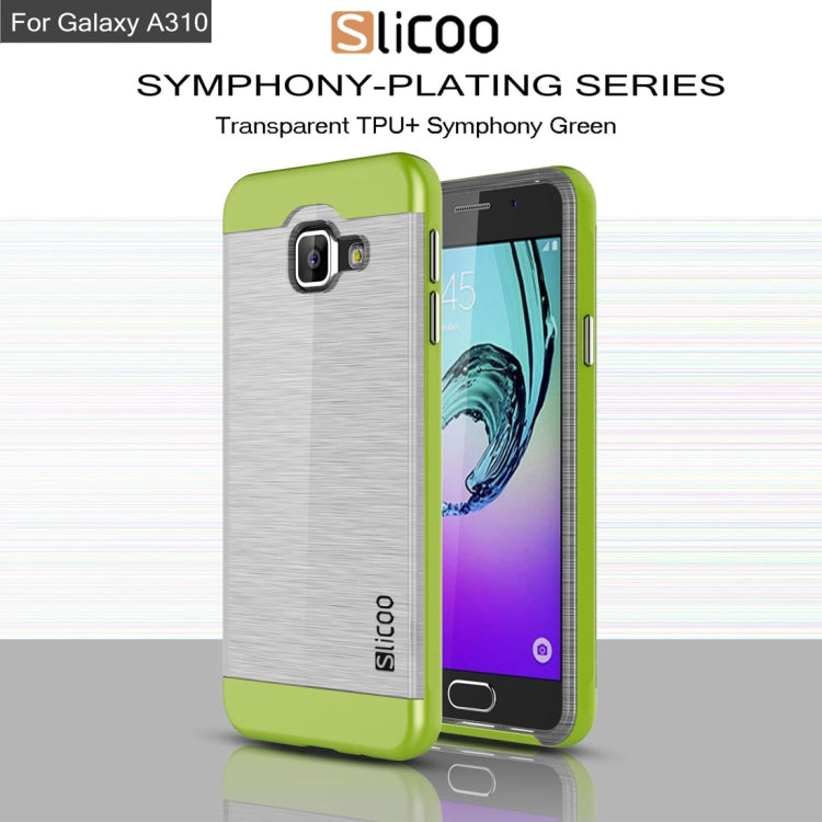 SLiCOO for Galaxy A3 (2016) / A310 Concise Fashion Separable Dichromatic Brushed Texture Transparent TPU + Electroplating PC Combination Case