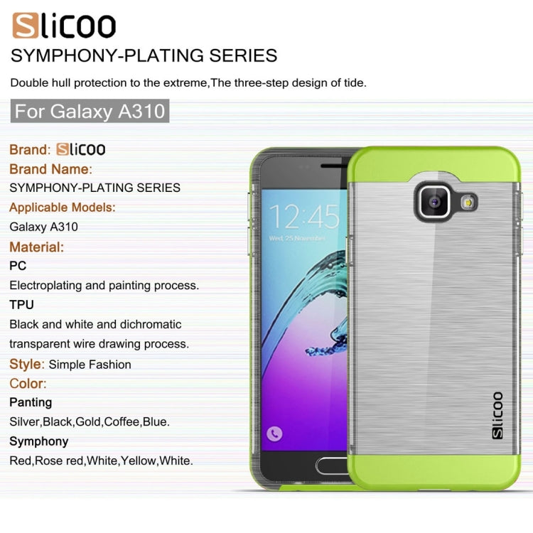 SLiCOO for Galaxy A3 (2016) / A310 Concise Fashion Separable Dichromatic Brushed Texture Transparent TPU + Electroplating PC Combination Case