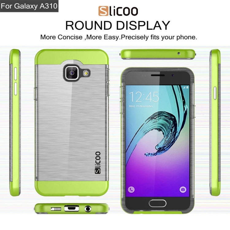 SLiCOO for Galaxy A3 (2016) / A310 Concise Fashion Separable Dichromatic Brushed Texture Transparent TPU + Electroplating PC Combination Case