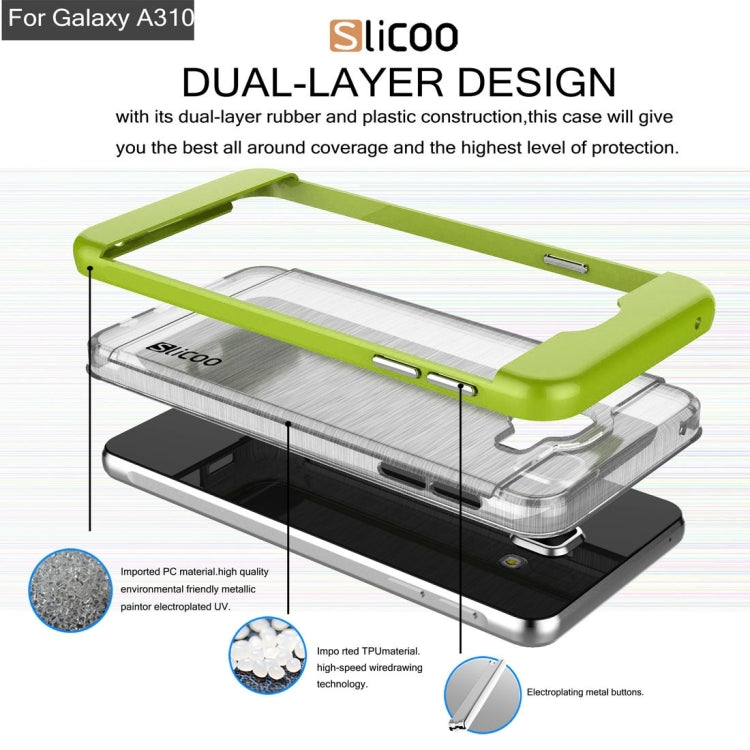 SLiCOO for Galaxy A3 (2016) / A310 Concise Fashion Separable Dichromatic Brushed Texture Transparent TPU + Electroplating PC Combination Case