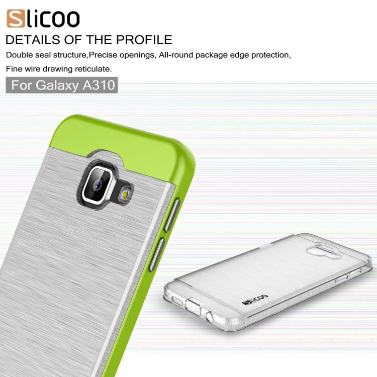 SLiCOO for Galaxy A3 (2016) / A310 Concise Fashion Separable Dichromatic Brushed Texture Transparent TPU + Electroplating PC Combination Case