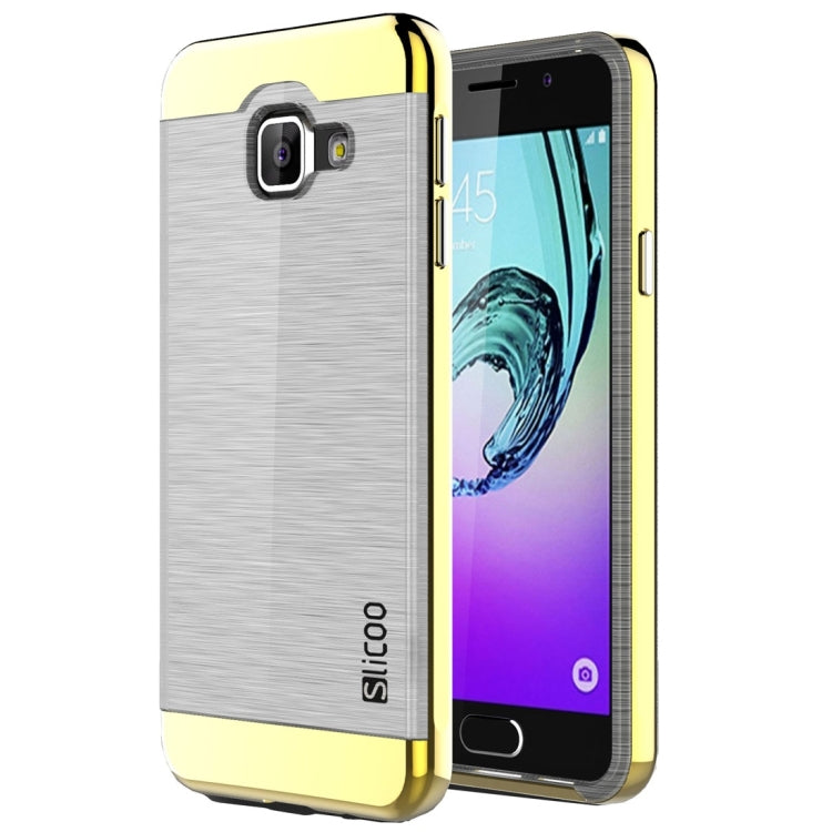 SLiCOO for Galaxy A3 (2016) / A310 Concise Fashion Separable Dichromatic Brushed Texture Transparent TPU + Electroplating PC Combination Case