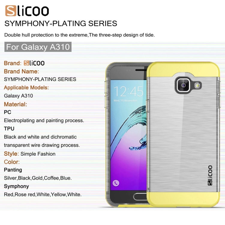 SLiCOO for Galaxy A3 (2016) / A310 Concise Fashion Separable Dichromatic Brushed Texture Transparent TPU + Electroplating PC Combination Case